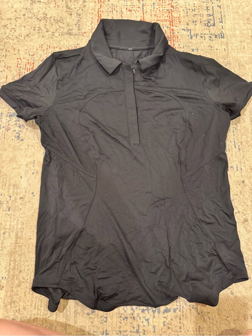 Lululemon Women's Black Short-Sleeve Polo Top
